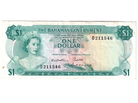 Bahamas 1965 1 Dollar Note, Pick #18b, VF-EF (Stain) For Discount