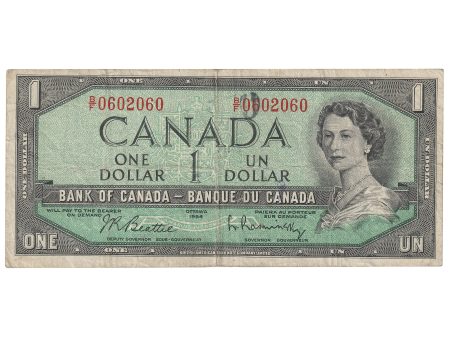 BC-37b-i 1954 Canada $1 Beattie-Rasminsky, 3-Digit RADAR, Repeater, B F, VF Fashion