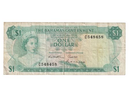 Bahamas 1965 1 Dollar Note, Pick #18b, 3 Signatures, VF (Tear) For Cheap