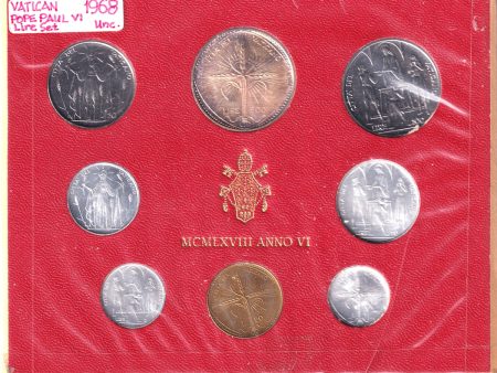 1968 Vatican City 8-coin Mint Set (Toned) For Sale