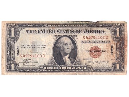 USA 1935A 1 Dollar Note, FR #2300, Julian-Morgenthau, Silver Certificate, HAWAII, F-VF (Damaged) Online Sale