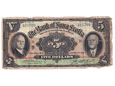 550-34-02 1929 Bank of Nova Scotia $5 Moore-McLeod, Type 1, VG-F (Damaged) Supply