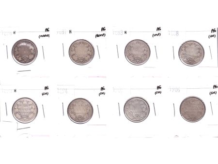 Lot of 8x 1874-1906 Canada 25-cents All AG, 8Pcs. (impaired) Fashion