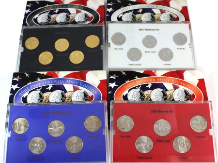 Lot of 4x USA 2001 P&D State Quarter Collection (Impaired) on Sale