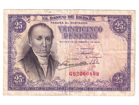 Spain Note, 1946 25 Pesetas, Pick #130a, EF For Cheap