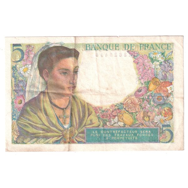 France 1943 Pick #98a 5 Francs EF Discount