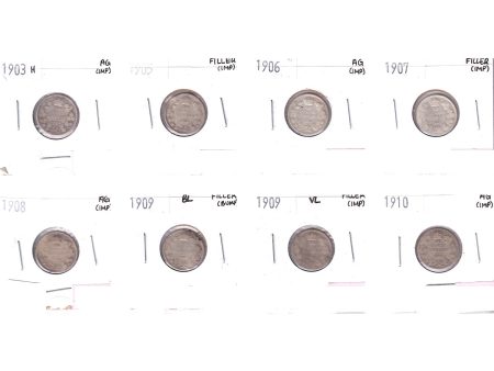 Lot of 8x 1903-1910 Canada 10-cents, Filler to AG, 8Pcs. (Impaired) For Sale