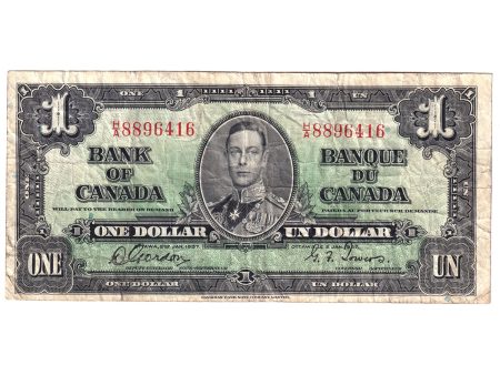 BC-21b 1937 Canada $1 Gordon-Towers, Narrow Panel, H A, F-VF (Tear) Hot on Sale