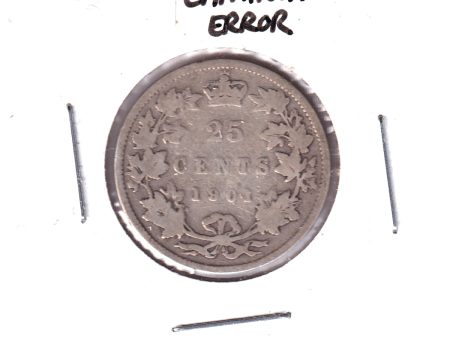 ERROR 1901 Canada 25-cents Good (G-4) Major Lamination Error on Sale