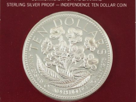 1976 Commonwealth of The Bahamas Independence $10 Sterling Silver Proof Coin (Scratched) For Sale