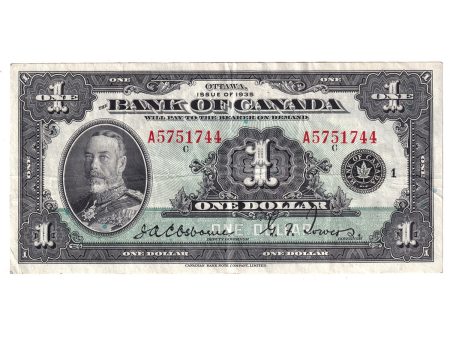 BC-1 1935 Canada $1 Osborne-Towers, English, Series A, VF-EF (Holes) For Cheap