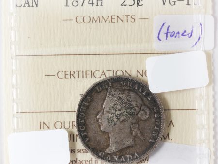 1874H Canada 25-Cents ICCS Certified VG-10 (Toned) For Cheap