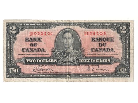 BC-22b 1937 Canada $2 Gordon-Towers, S B, F (Holes) on Sale