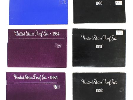 Lot of 6x 1980-1985 USA Proof Sets, 6Pcs. (Impaired) on Sale