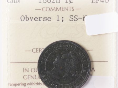 1882H Obv. 1, SS-N Canada 1-Cent ICCS Certified EF-40 Sale