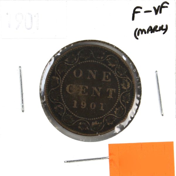 1901 Canada 1-cent F-VF (F-15) Corrosion, marks, or impaired on Sale