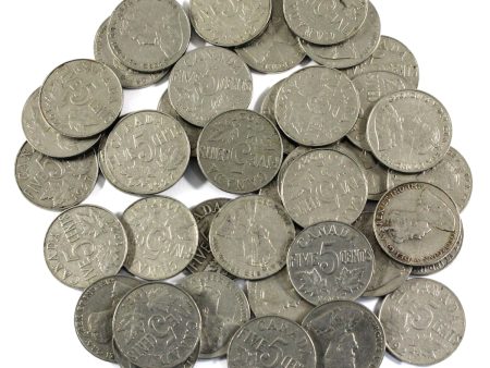 1932 Canada George V 5-Cents Roll of 40Pcs, Circulated Condition Hot on Sale