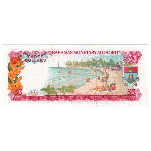 Bahamas Note, 1968 3 Dollars, Pick #28a, EF Supply