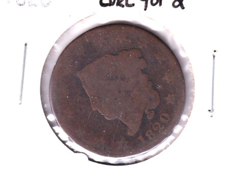 1820 Small Date, Curl Top 2 USA Cent About Good (AG-3) Supply