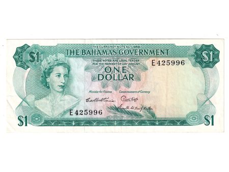 Bahamas Note Pick #18b 1965 1 Dollar, 3 Signatures, EF Fashion