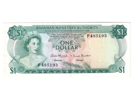 Bahamas Note, 1968 1 Dollar, Pick #27a, AU Cheap