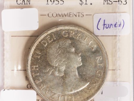 1955 Canada Dollar ICCS Certified MS-63 (Toned) For Sale