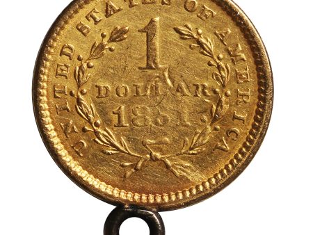 1851 USA Gold Dollar Extra Fine (EF-40) Mounted For Discount