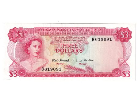 Bahamas Note, 1968 3 Dollars, Pick #28a, EF Supply