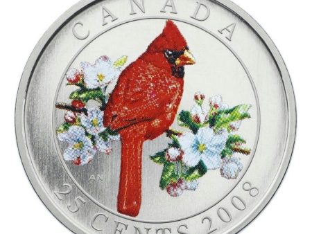 RDC 2008 25-cent Birds of Canada - Northern Cardinal (impaired) Cheap