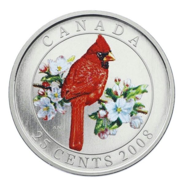 RDC 2008 25-cent Birds of Canada - Northern Cardinal (impaired) Cheap