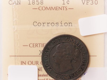 1858 Canada 1-Cent ICCS Certified VF-30 (Corrosion) Fashion