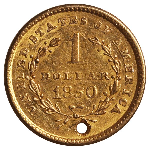 1850 USA Gold Dollar EF-AU (EF-45) Hole Online