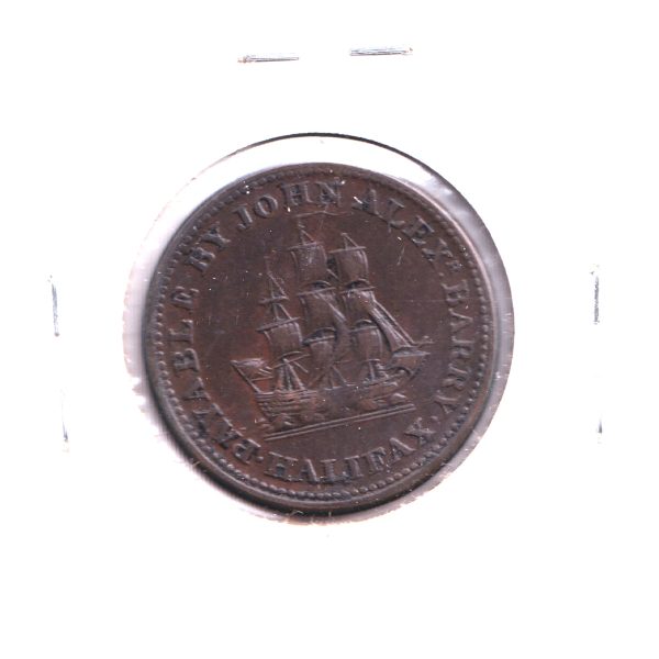 NS-14A2 1815 Nova Scotia John Alexr. Barry Copper Halfpenny Token, VF-EF (VF-30) Bent Online