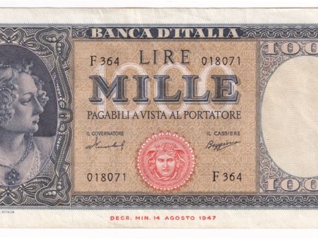 Italy Note 1959 1000 Lire, AU (stain) Online