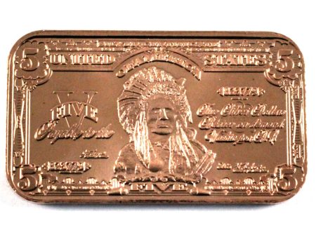 $5 Indian Chief Bar 1oz .999 Fine Copper Online now