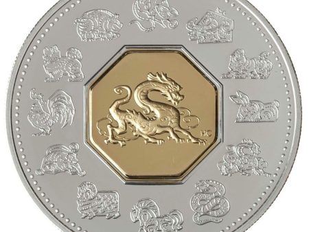 RDC 2000 Canada $15 Year of the Dragon Sterling & Gold Plated Cameo (Impaired) Discount