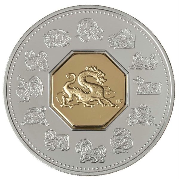 RDC 2000 Canada $15 Year of the Dragon Sterling & Gold Plated Cameo (Impaired) Discount