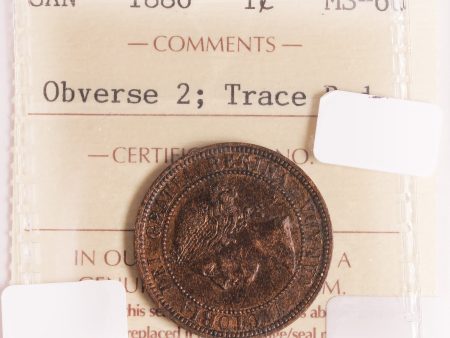 1886 Obv. 2 Canada 1-Cent ICCS Certified MS-60 (Trace Red) Hot on Sale