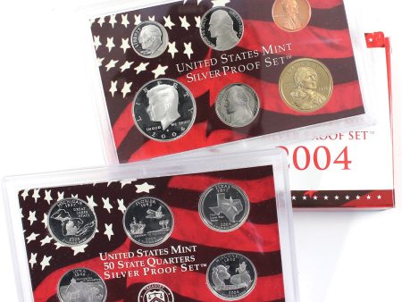 2004 S USA Silver Proof Set (Toning, light wear on sleeve cases) Sale