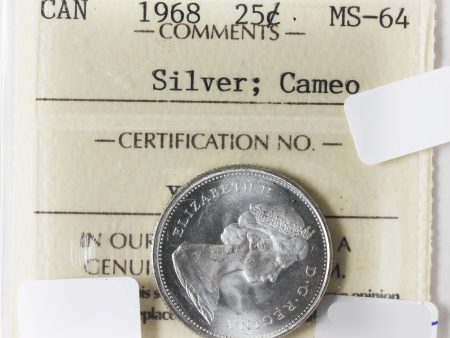 1968 Silver Canada 25-Cents ICCS Certified MS-64 Cameo Online Sale