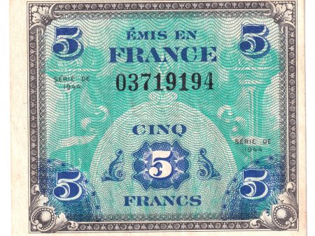 France 1944 Pick #115a 5 Francs EF (holes) Sale