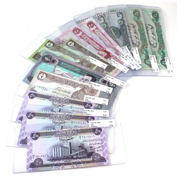 Lot of 13x Iraq 1990-2003 Mixed Notes, AU-UNC to UNC, 13Pcs. (Multiples) Online Sale