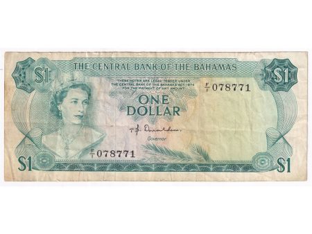 Bahamas Note Pick #35a 1974 1 Dollar, Donaldson, VF (soiling) For Discount