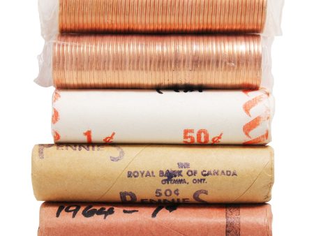 Lot of 5x 1964-2011 Canada 1-cent original rolls, 5 rolls (Sold As Is) Online Sale