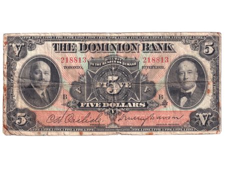 220-24-04 1931 Dominion Bank $5 Carlisle-Dawson, F (Damaged) Fashion