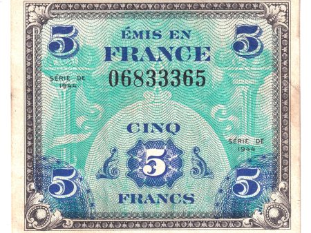 France 1944 5 Francs Note, Pick #115a, AU Hot on Sale