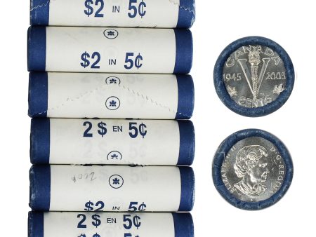 Lot of 6x 2005 2005-P Canada VE Day (Victory) 5-cent Original Rolls of 40Pcs, 6 Rolls For Discount