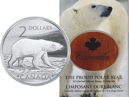 RDC 2004 Canada Proud Polar Bear $2 Coin and Stamp Set (Toned Scuffed) Sale