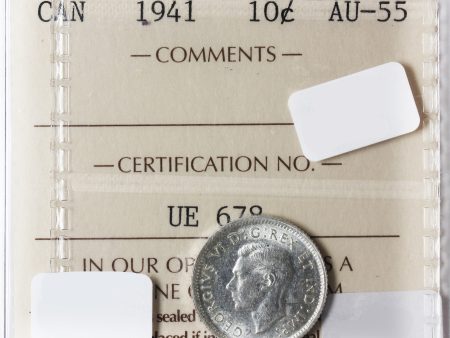 1941 Canada 10-Cents ICCS Certified AU-55 Hot on Sale