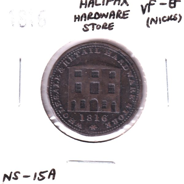 NS-15A 1816 (Black s) Hardware, Halifax, Nova Scotia, Halfpenny Token, VF-30 (Nicks) For Cheap